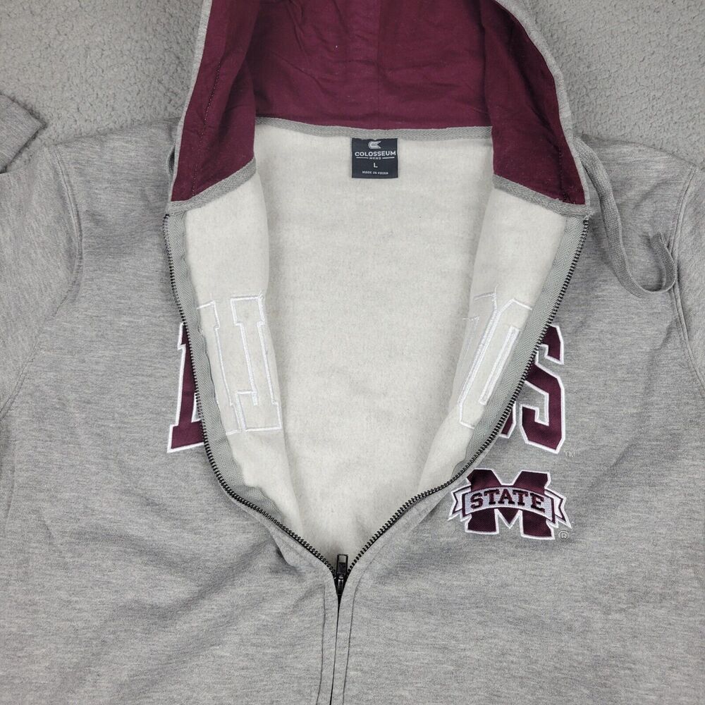 Mississippi State Bulldogs Mens L Sweatshirt Colosseum Arch & Logo 3.0 Full Zip - Picture 6 of 15